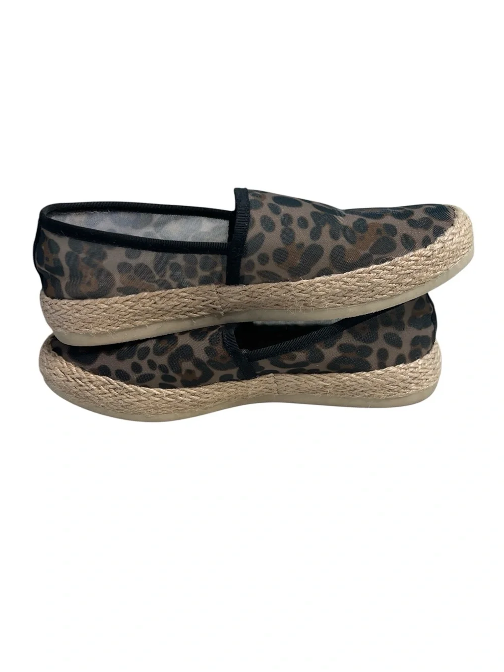 Esprit Leopard Print Espadrille Slip-Ons in Brown and Black SZ 7.5